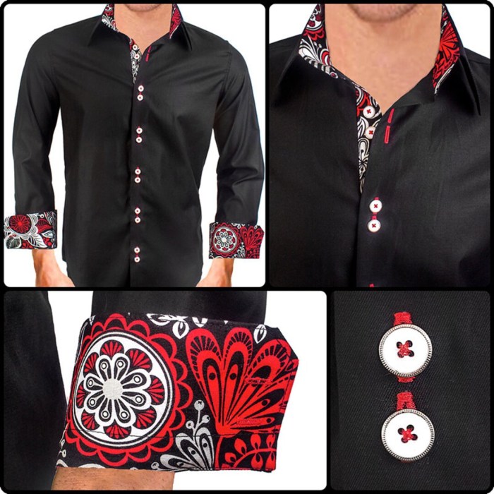 Black and red dress shirt mens